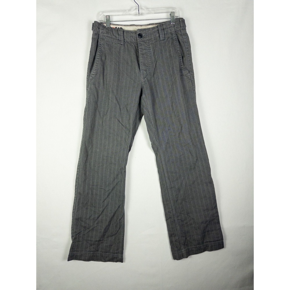 GAP 1969 Mens Pants 31x32 Gray Herringbone Straight Leg Cotton Trousers Chino